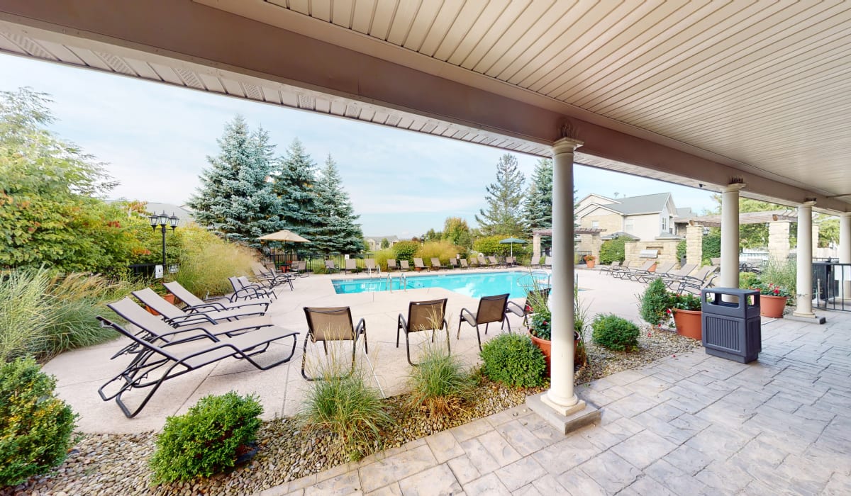 poolside patio at Coventry Apartments in Williamsville, New York