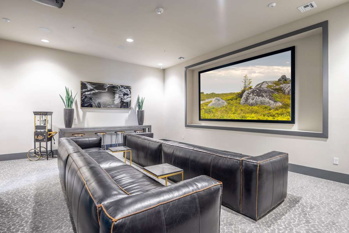 View amenities like our movie theater at Alira Apartments in Sacramento, California