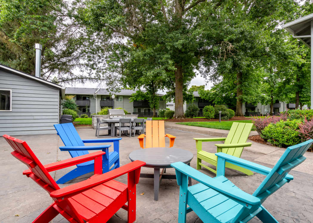 Lounge chairs at Courtyards at Cedar Hills in Beaverton, Oregon