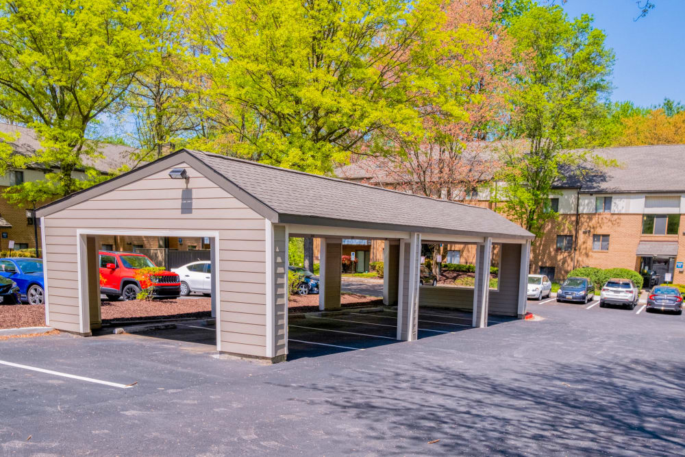 Carpark area at Preserve at Cradlerock Apartment Homes in Columbia, Maryland. 