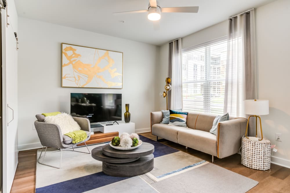 Well decorated living room at Everly in Largo, Maryland