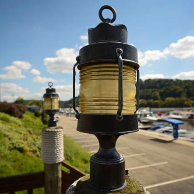 Light on a post near The Docks in Pittsburgh, Pennsylvania