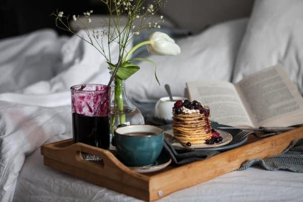 Breakfast in bed at Lion's Gate in Etobicoke