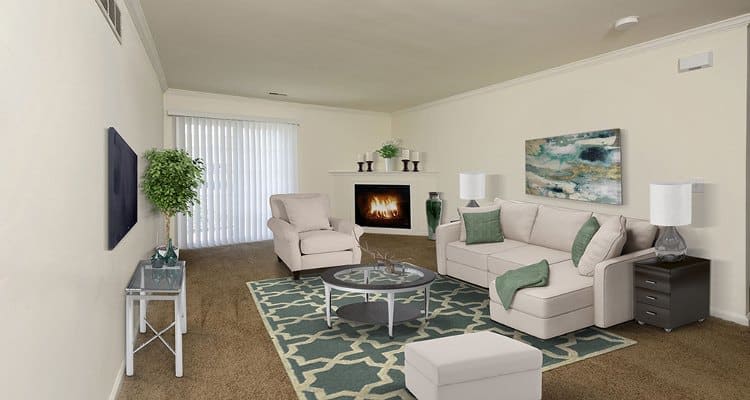 Well decorated living room at Cannon Mills in Dover, Delaware