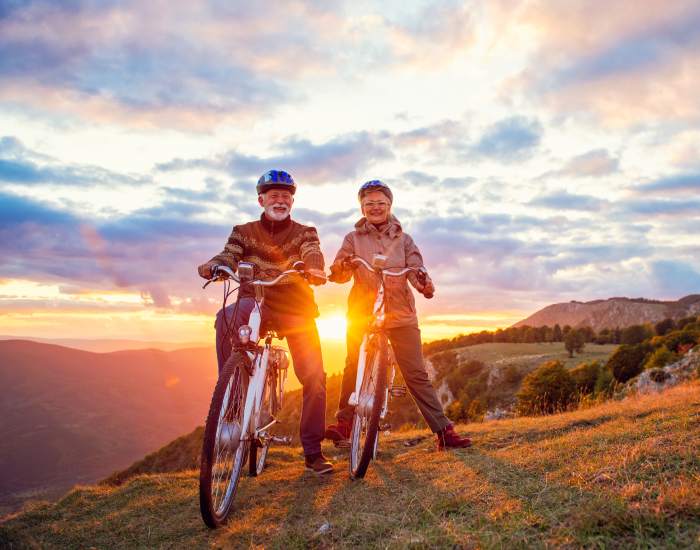 Residents biking with a beautiful view near Silvey Villas at Homestead in Dixon, California