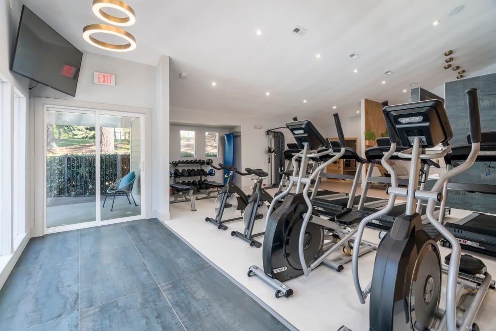 Fitness center at Aria North Hills in Raleigh, North Carolina