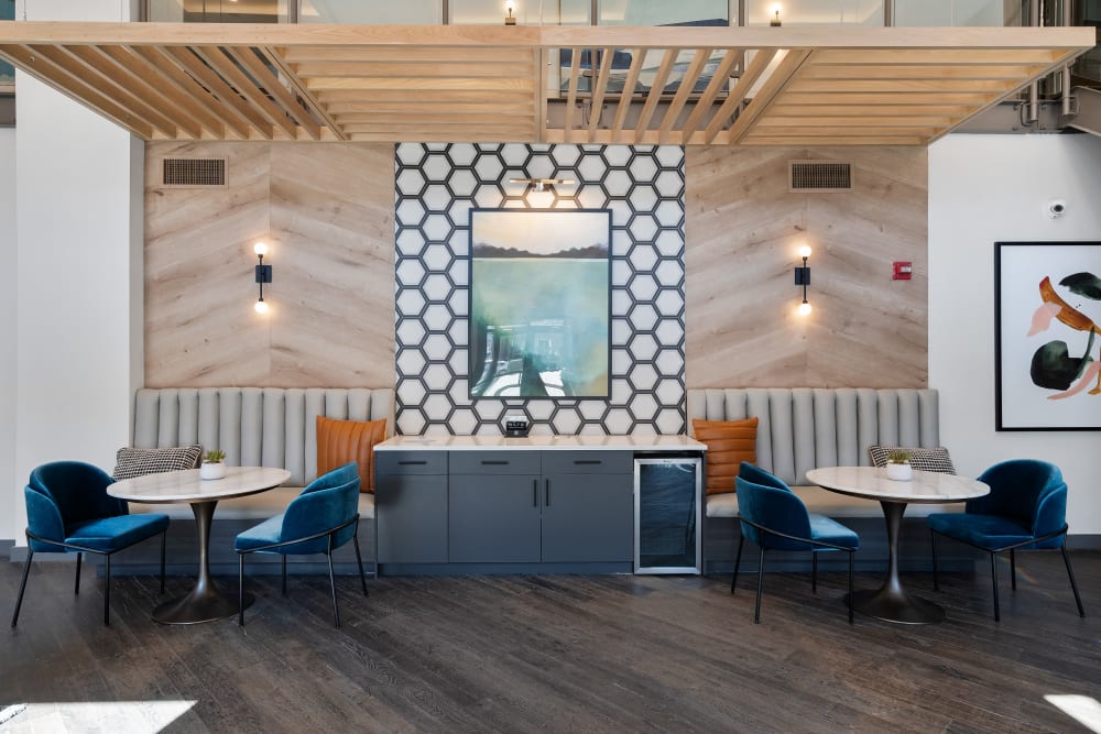 Front Lobby with mini fridge and two separate dining areas