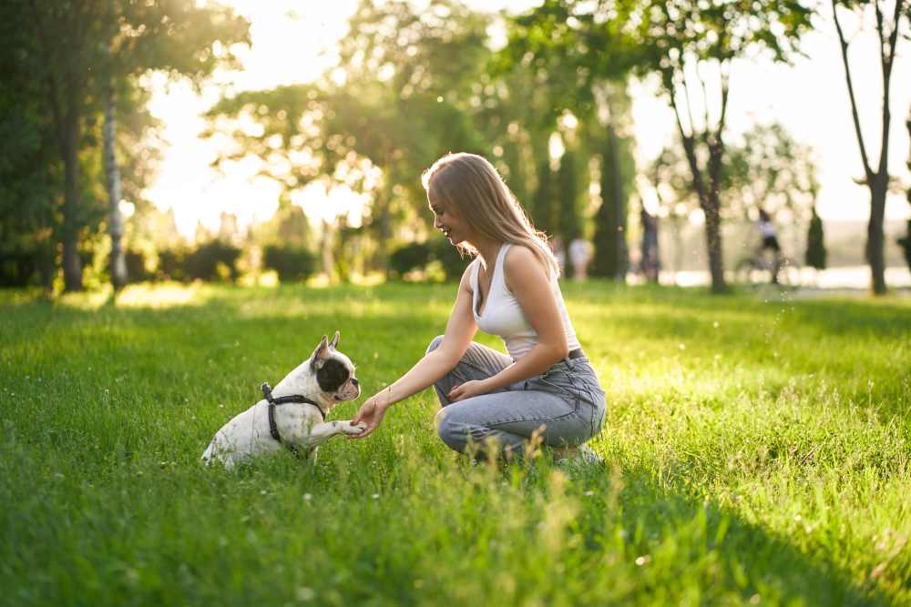 Resident woman with her pet dog near Canyon Townhomes in Phoenix, Arizona