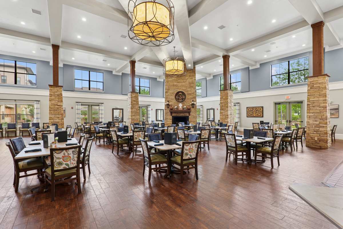 The dining room at Watercrest at Bryan in Bryan, Texas