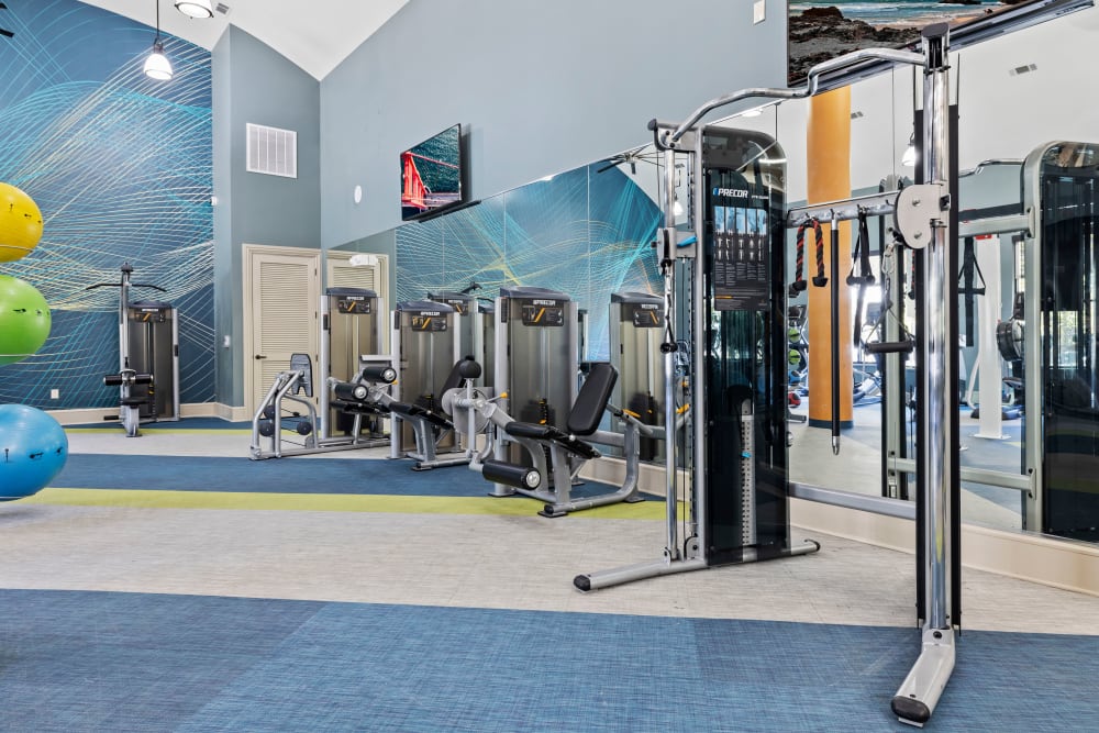 Well equipped Fitness center at Olympus at Memorial in Houston, Texas