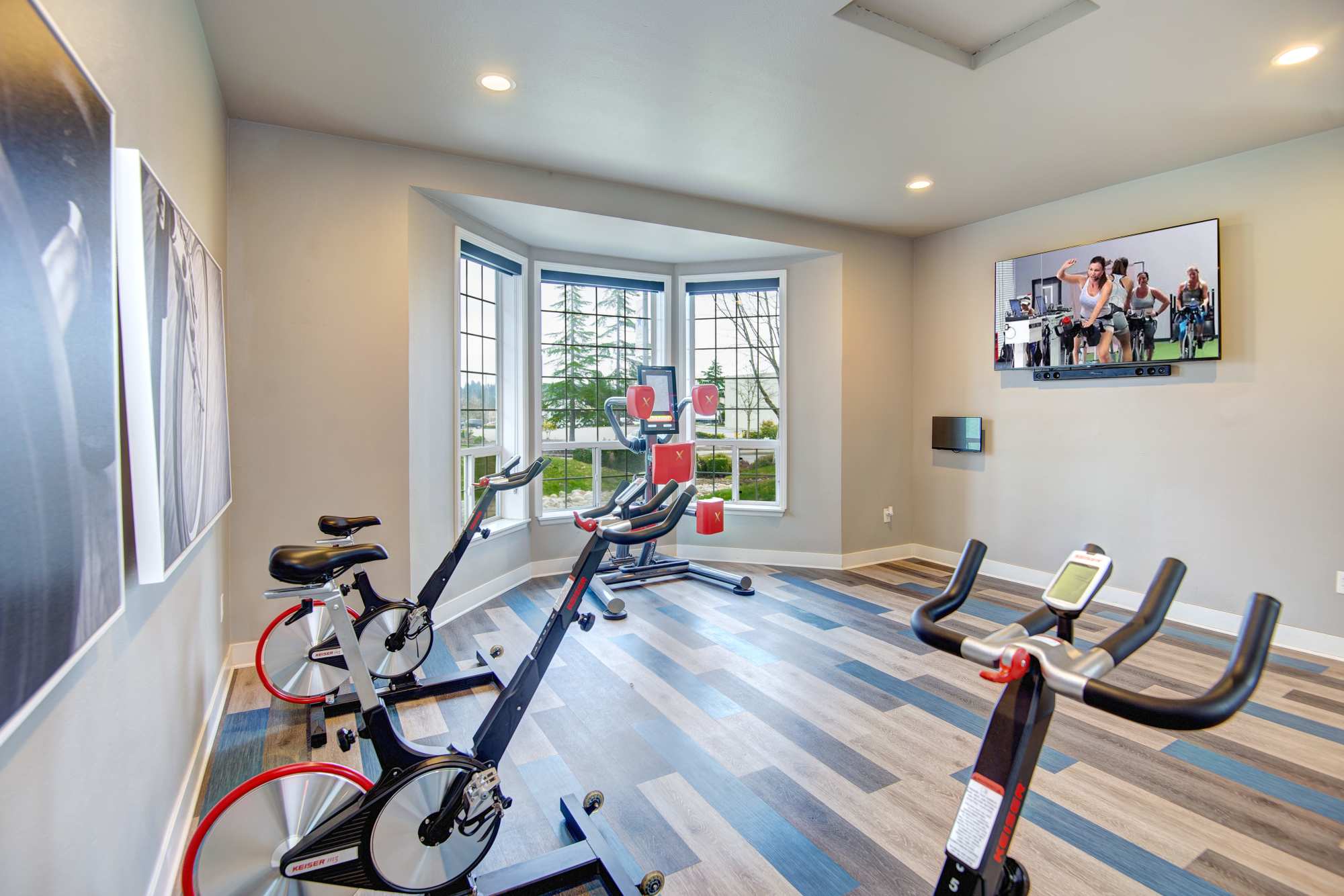 Fitness center and cardio room at Wellington Apartments in Silverdale, Washington