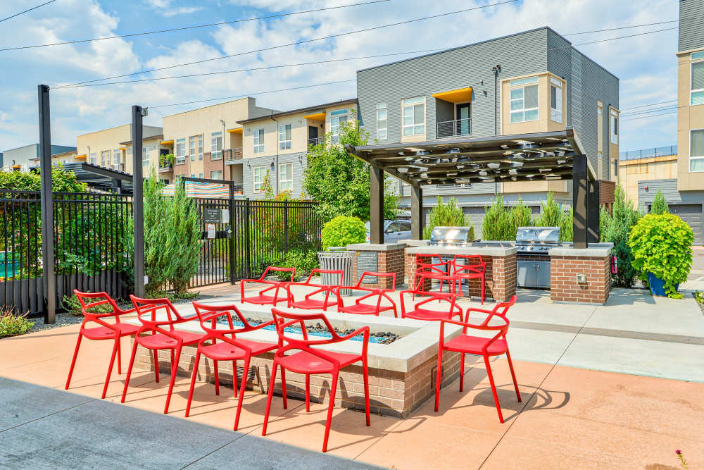 On-site dog park at Encore Evans Station in Denver, Colorado