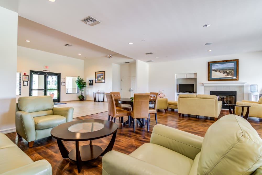 Wood flooring in a townhome living room at San Onofre III in San Clemente, California