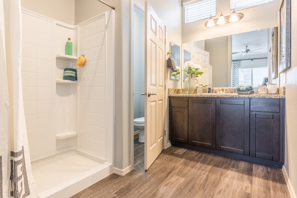 Large bathroom with modern design at Avilla Grace in Chandler AZ