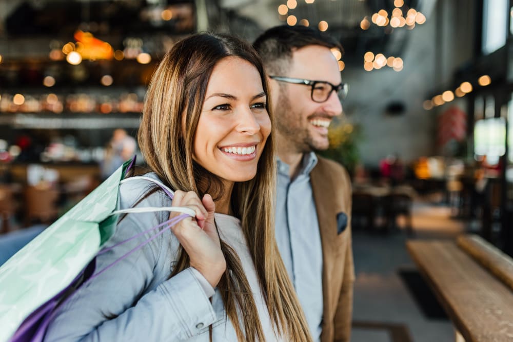 Couple shopping together near Rutgers Court Apartments in Belleville, New Jersey