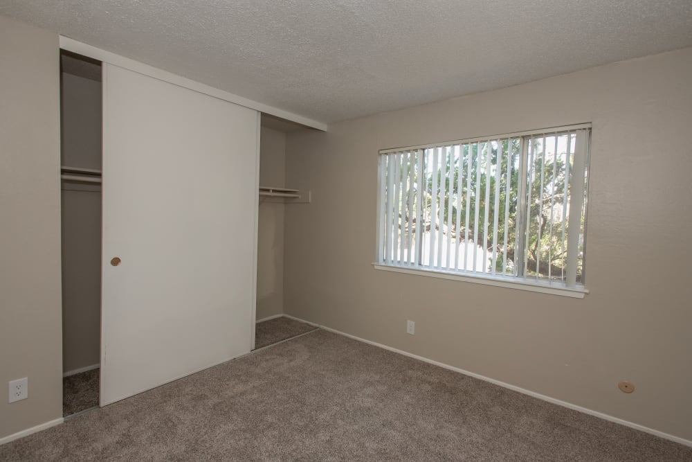 Spacious closet and bedroom at Arden Palms Apartments in Sacramento, California