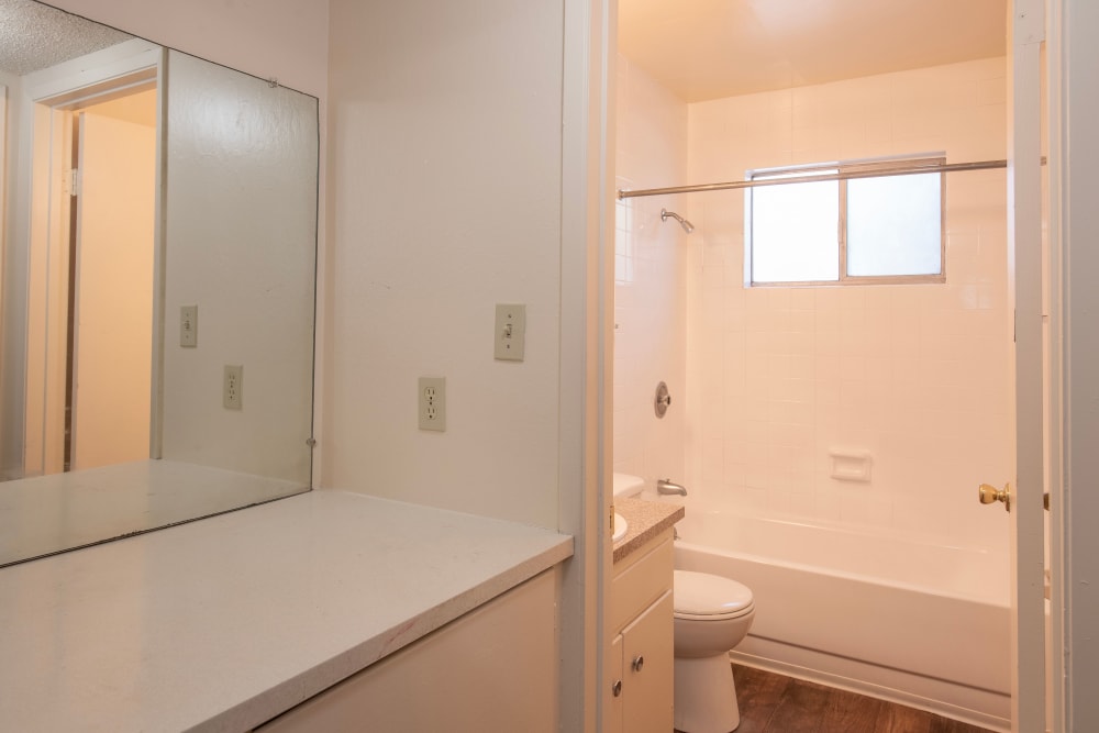 Bathroom area at Coralaire Apartments in Sacramento, California