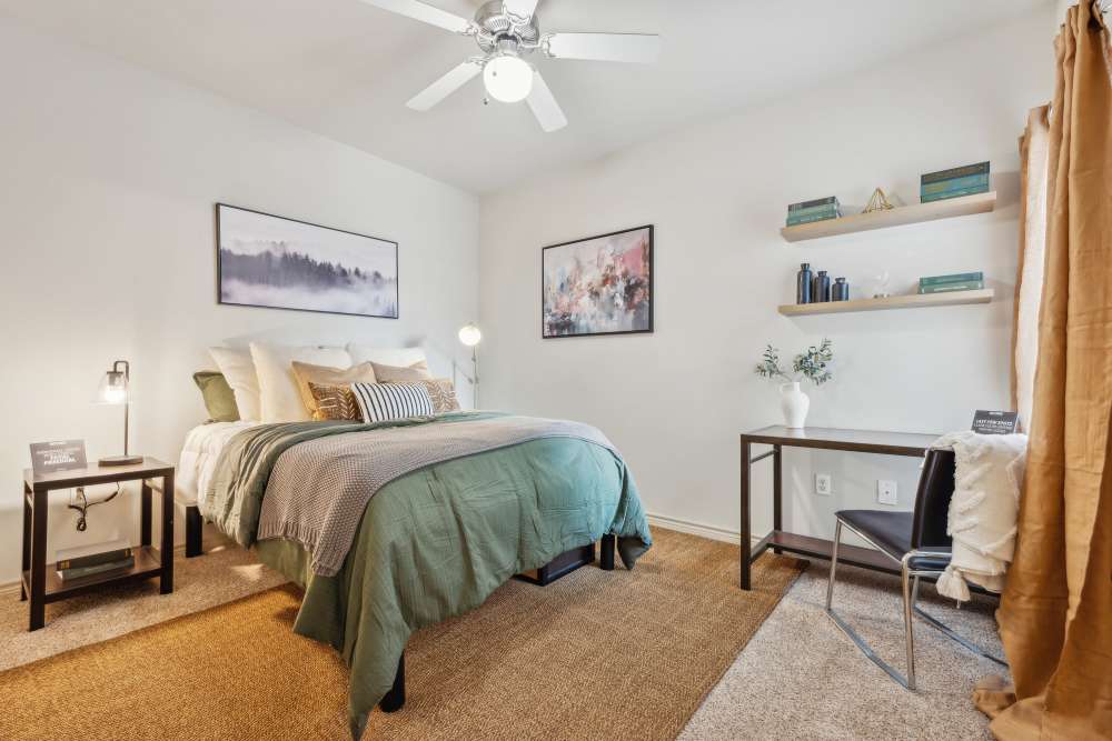 Bright bedroom at Midtown 905 in Denton, Texas