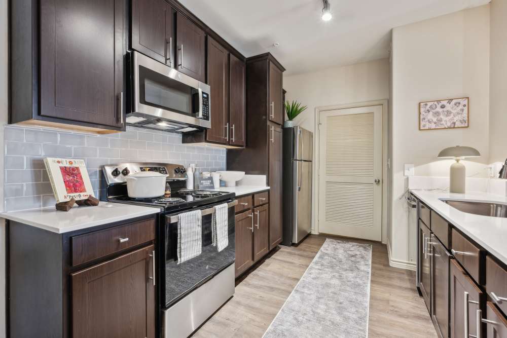 Modern kitchen at Midtown 905 in Denton, Texas