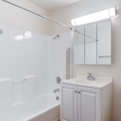 A cabinet storage in bathroom at Ramona Vista in Ramona, California