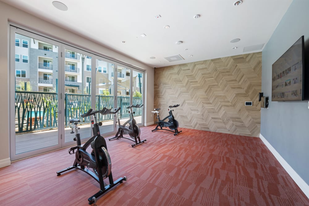 Spin and yoga room at Array Vista Canyon in Santa Clarita, California