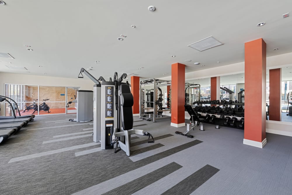 Spacious fitness center at Array Vista Canyon in Santa Clarita, California