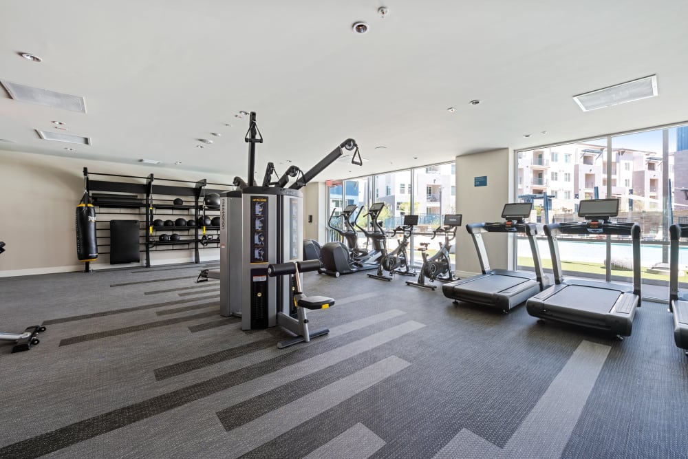 Well-equipped fitness center at Jefferson Vista Canyon in Santa Clarita, California