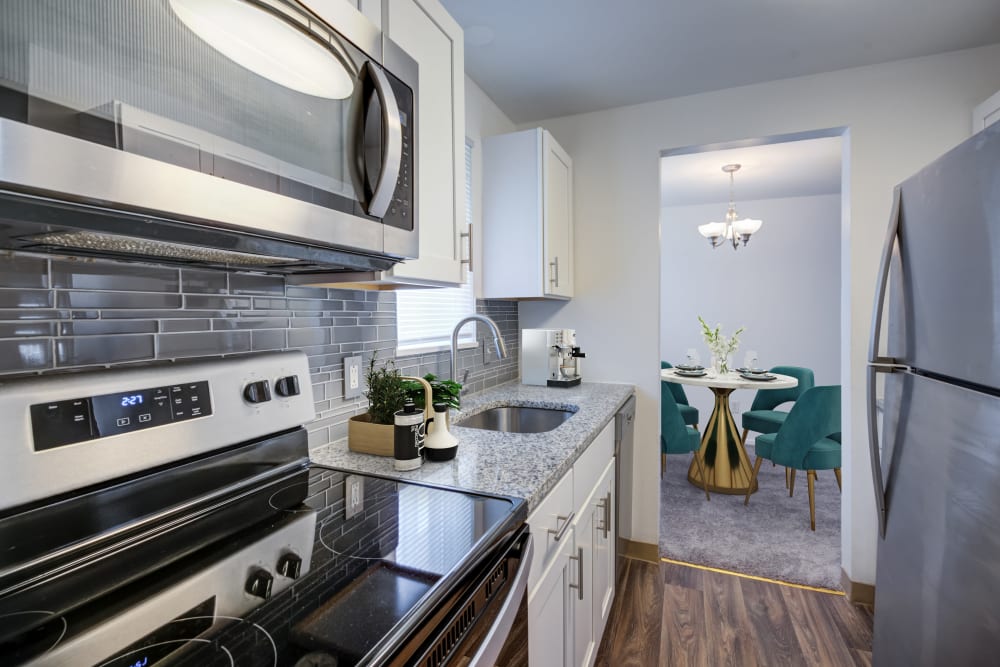 Fully equipped kitchen at Brockport Crossings Apartments & Townhomes in Brockport, New York