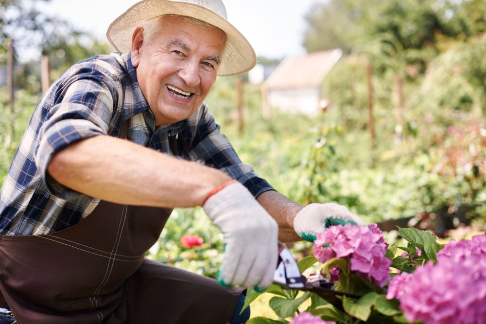 A resident gardening at Carnegie Heights at Henderson in Henderson, Nevada
