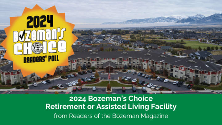 aerial view of the Bozeman Lodge with Badge that reads 2024 Bozeman