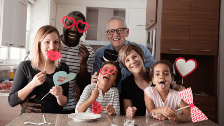 family celebrating Valentine