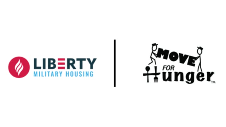 Liberty Military Housing logo to the left with the Move for Hunger logo to the right