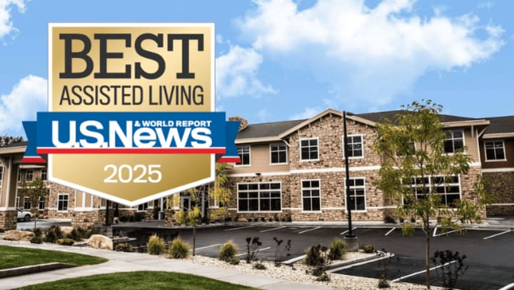 Exterior images of communities with U.S news Icons large infront of them