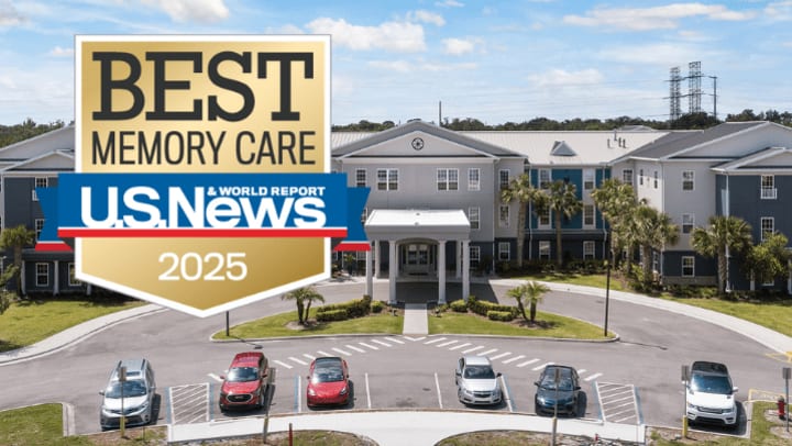 Exterior images of communities with U.S news Icons large infront of them