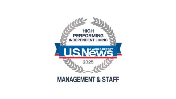 white background with the US News IL management and staff award icon