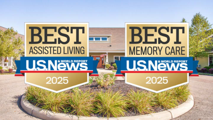 Exterior images of communities with U.S news Icons large infront of them