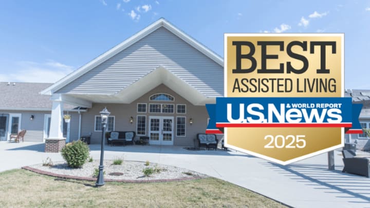 Exterior images of communities with U.S news Icons large infront of them