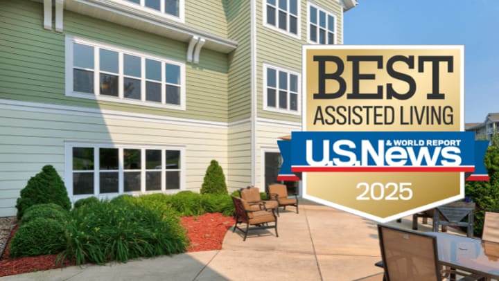 Exterior images of communities with U.S news Icons large infront of them