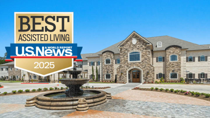 Exterior images of communities with U.S news Icons large infront of them