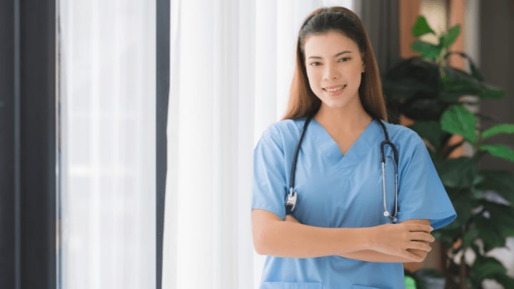 a smiling caregiver 