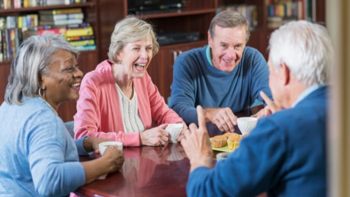 senior friends laughing
