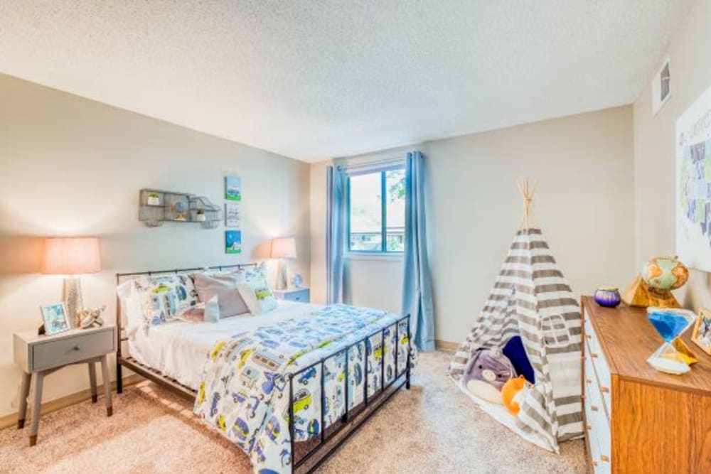 Bedroom area at Preserve at Cradlerock Apartment Homes in Columbia, Maryland. 