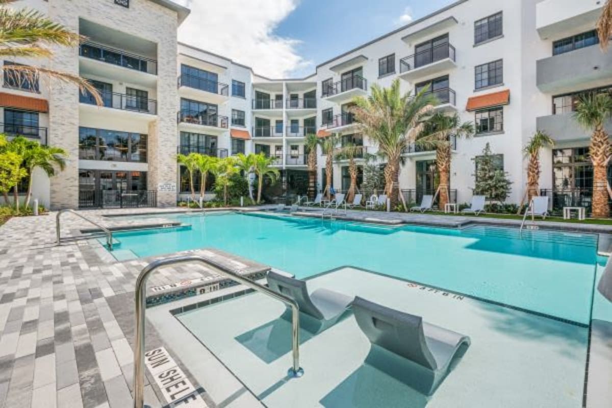 Beautiful Swimming Pool at The District Flats in West Palm Beach, Florida