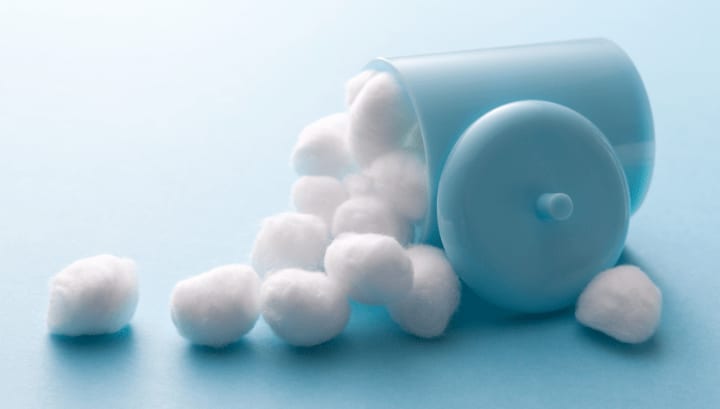Cotton balls, stored at Downtown Self Storage