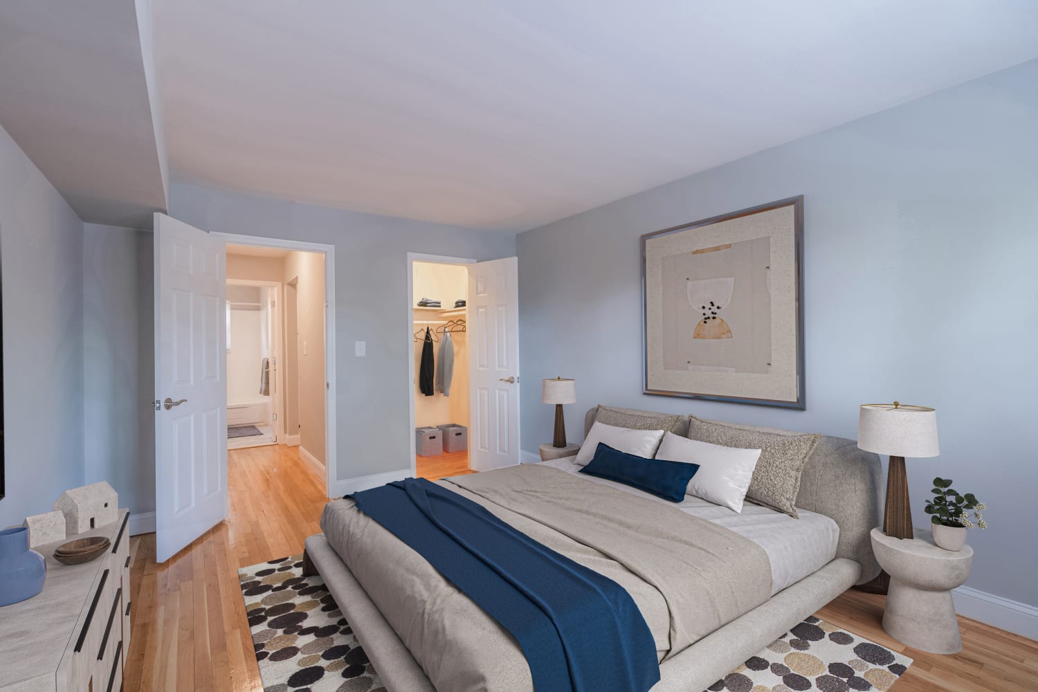 Large master bedroom at Mt. Arlington Gardens Apartment Homes in Mt. Arlington, New Jersey