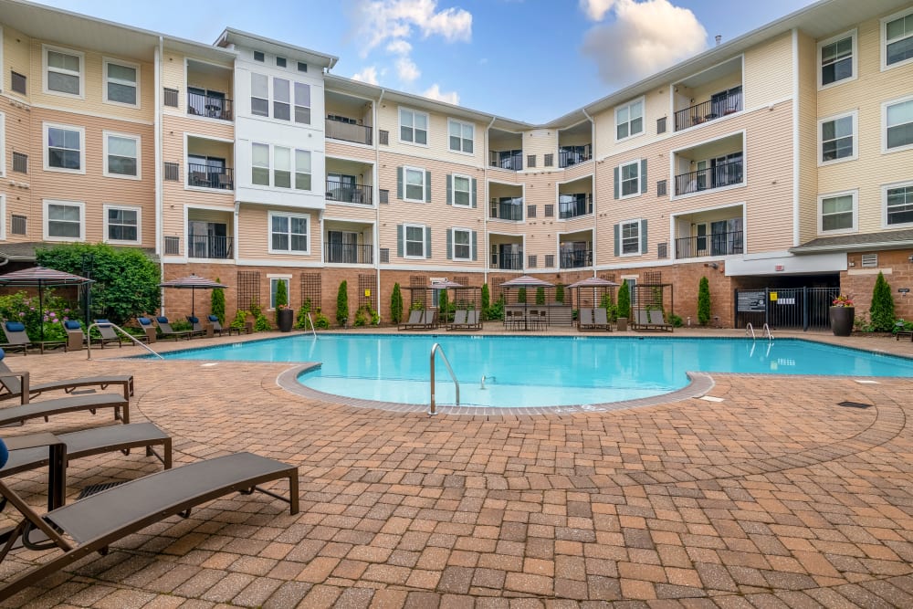 Resort-style pool at Sofi Gaslight Commons in South Orange, New Jersey