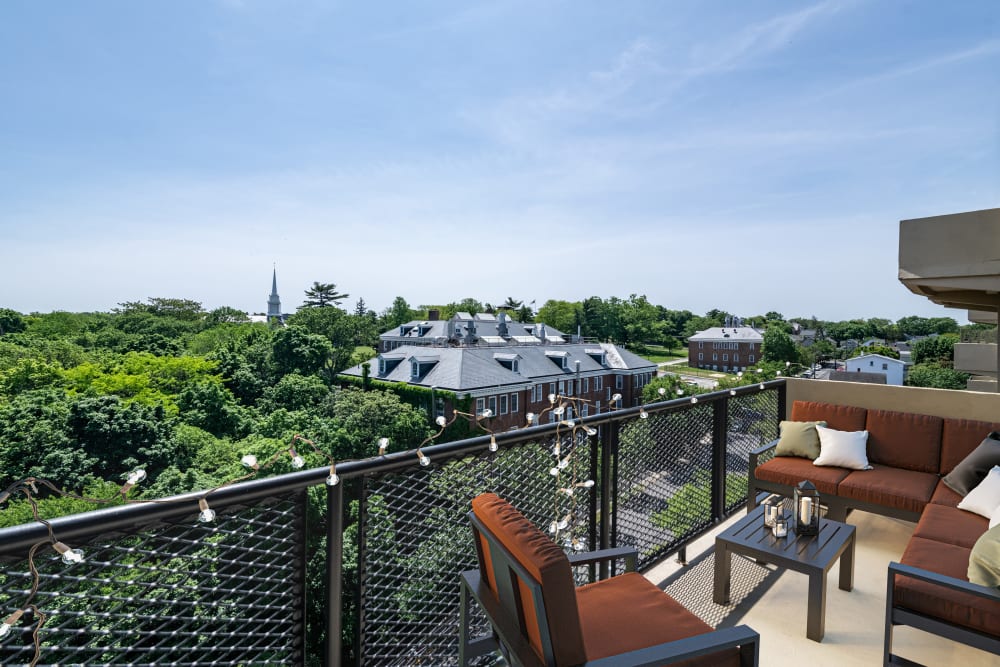 Staged balcony at Riverside Towers Apartment Homes in New Brunswick, New Jersey