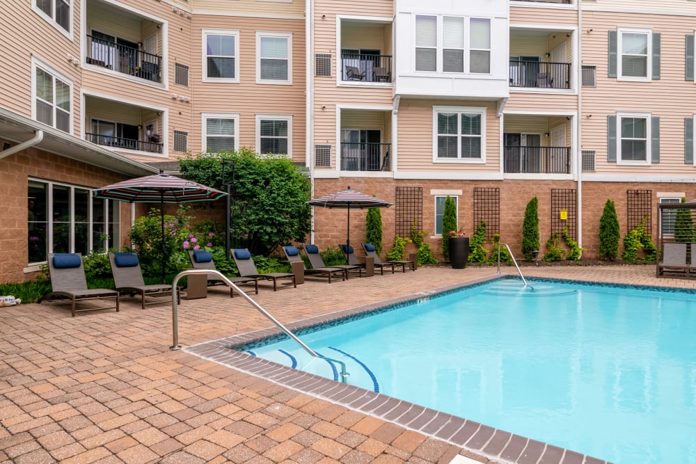 Resort-style pool at Sofi Gaslight Commons in South Orange, New Jersey