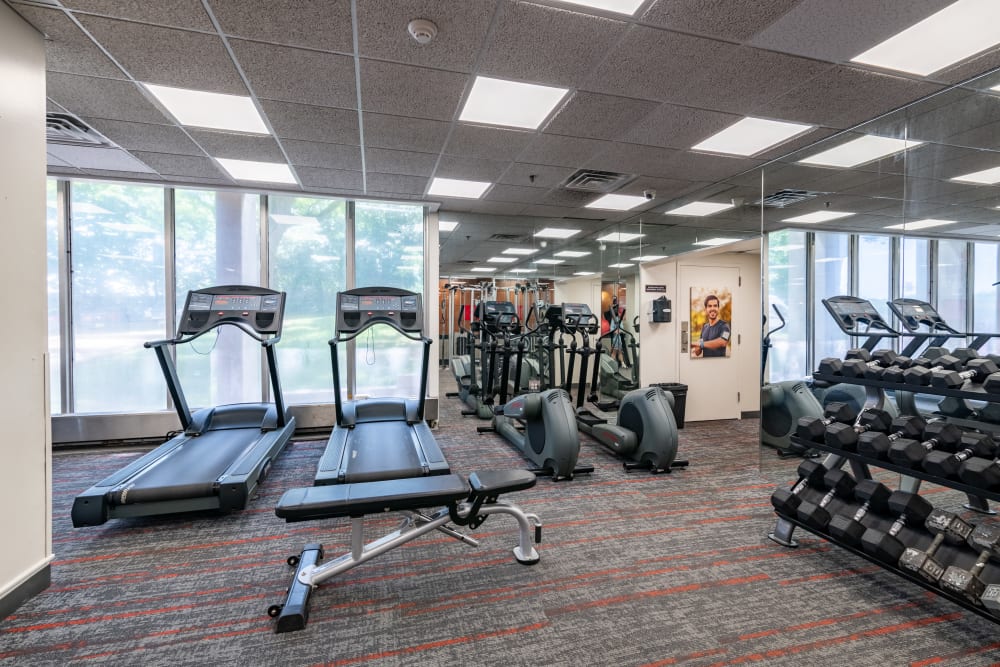 Modern fitness center at apartments in New Brunswick, New Jersey