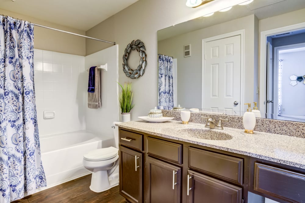Bathroom at Signature Point Apartments in League City, Texas